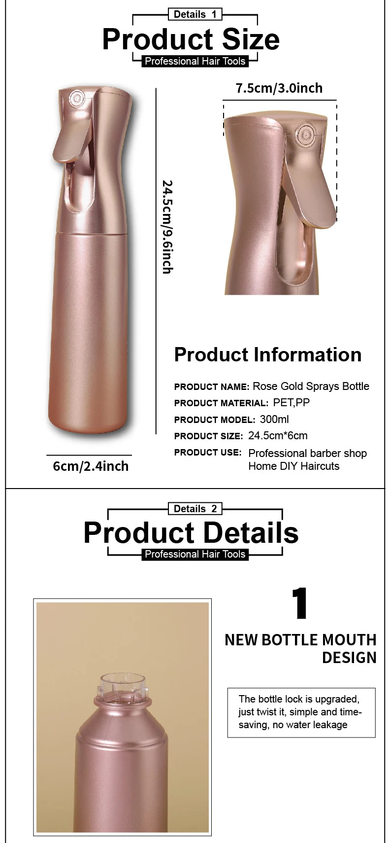 Half Chrome Spray Bottle
