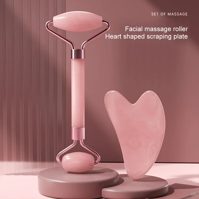 Natural Pink Jade Face Roller Kit