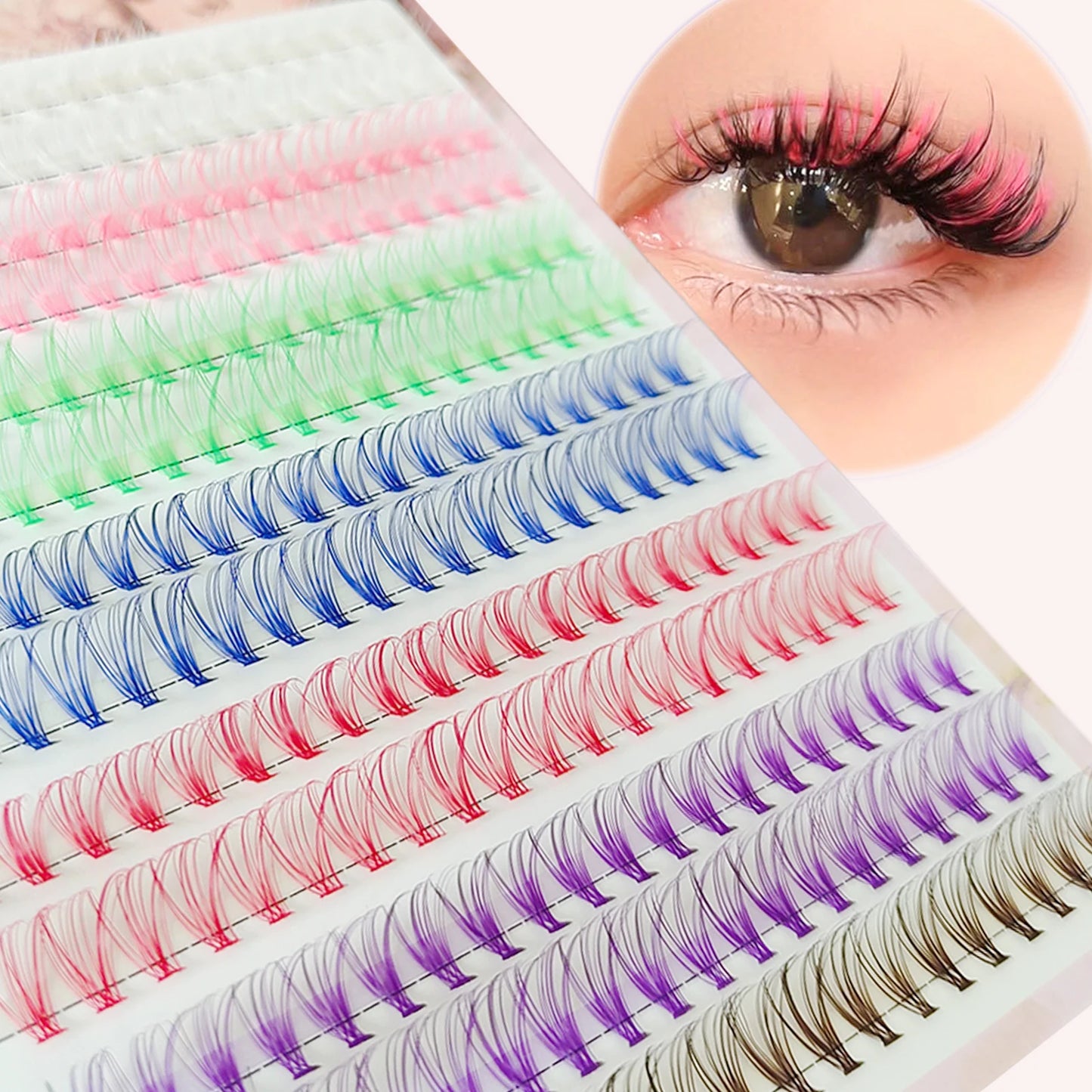 Colored cluster Eyelash Kit