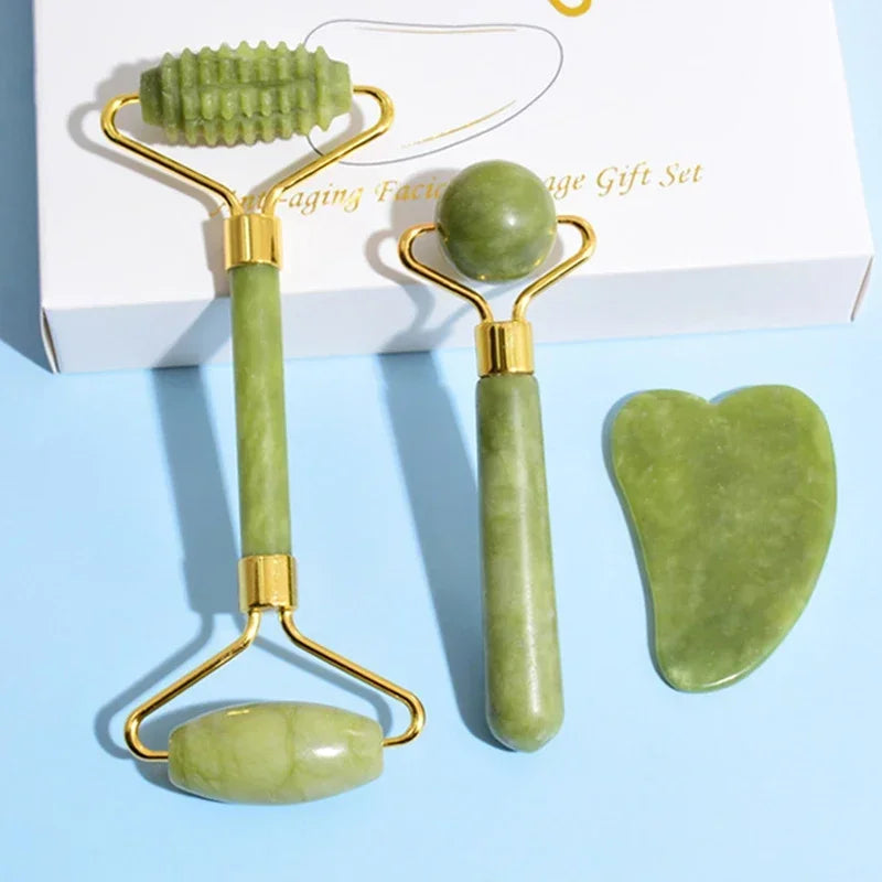 Natural Green Jade Face Roller Kit