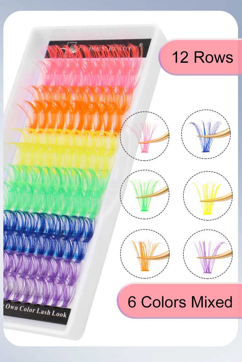 Colored Cluster Eyelash Extensions