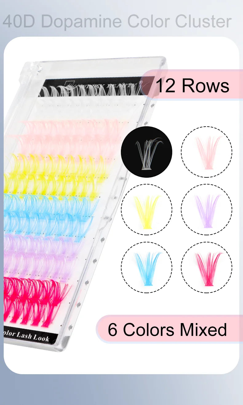 Colored Cluster Eyelash Extensions