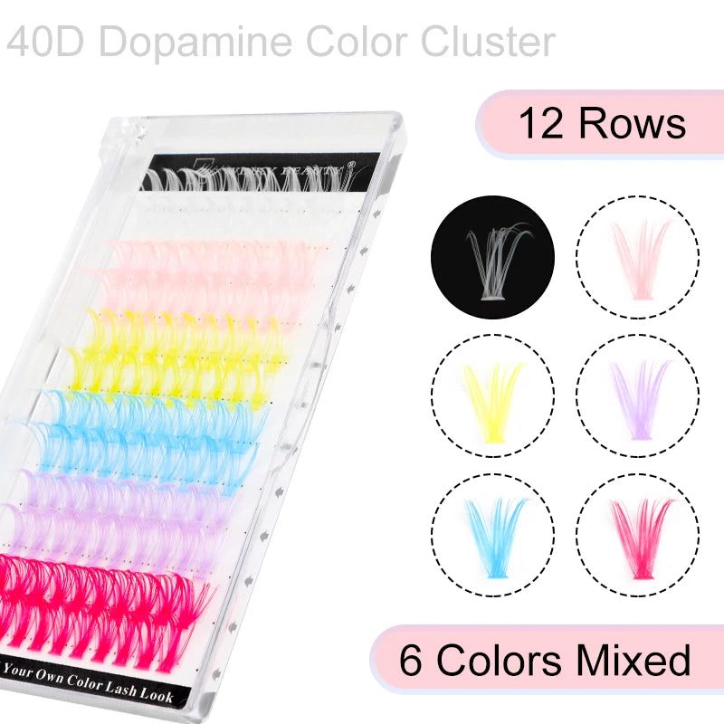 Colored Cluster Eyelash Extensions