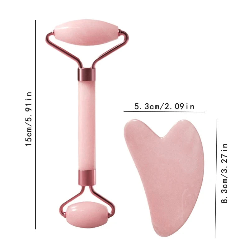 Natural Pink Jade Face Roller Kit