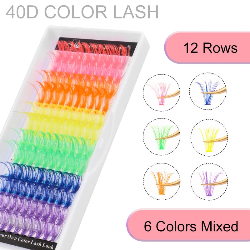 Colored Cluster Eyelash Extensions
