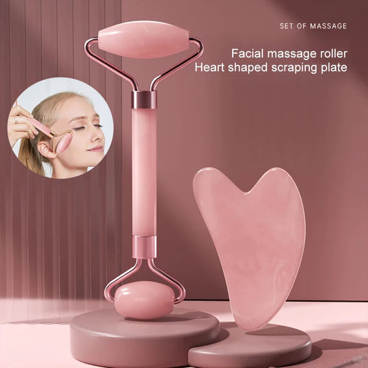 Natural Pink Jade Face Roller Kit